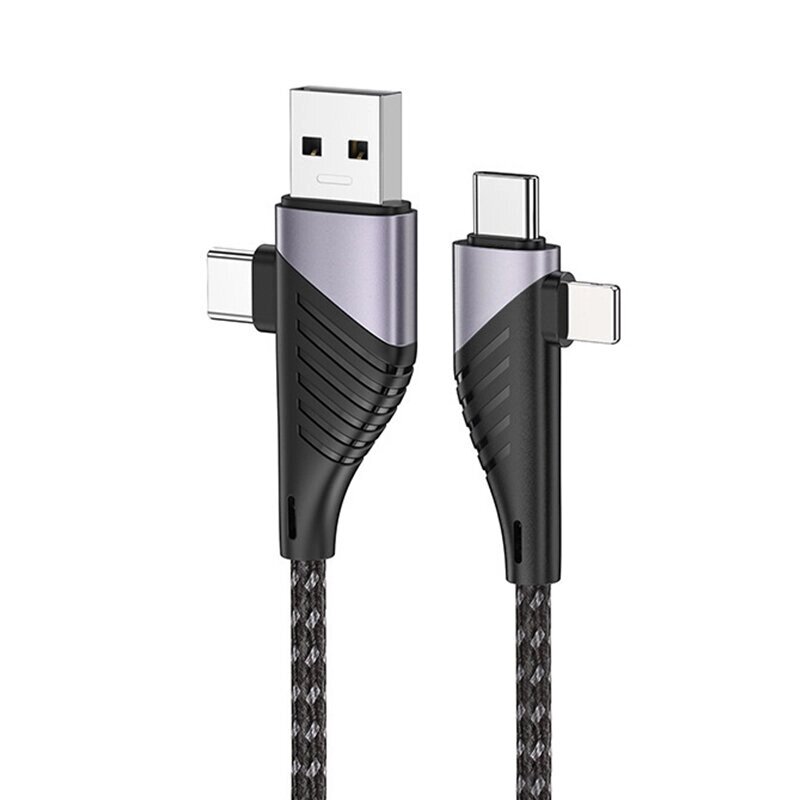 5A USB-A/Type-C для iP/Type-C Кабель для быстрой зарядки и передачи данных, луженый Медь Core Line, длина 1,2 м для iPho - фото