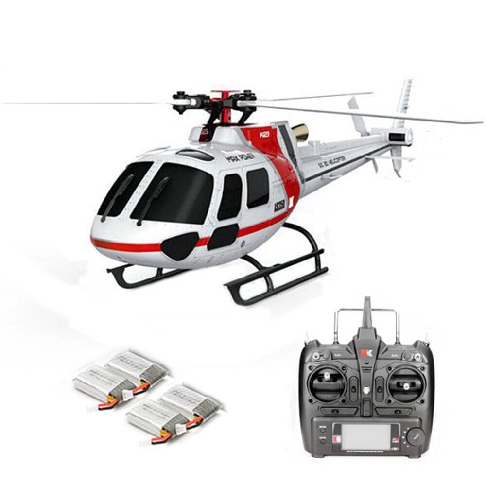 XK K123 6CH бесколлекторный 3D6g system AS350 шкала RC вертолет совместим с FUTAB-A S-FHSS 4PCS 3.7V 500MAH lipo батарея - обзор