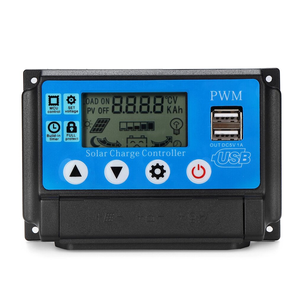 ШИМ 60A 12/24V Auto Adapt LCD Солнечная Контроллер заряда Батарея Регулятор Регулируемый параметр Двойной выход USB - опт