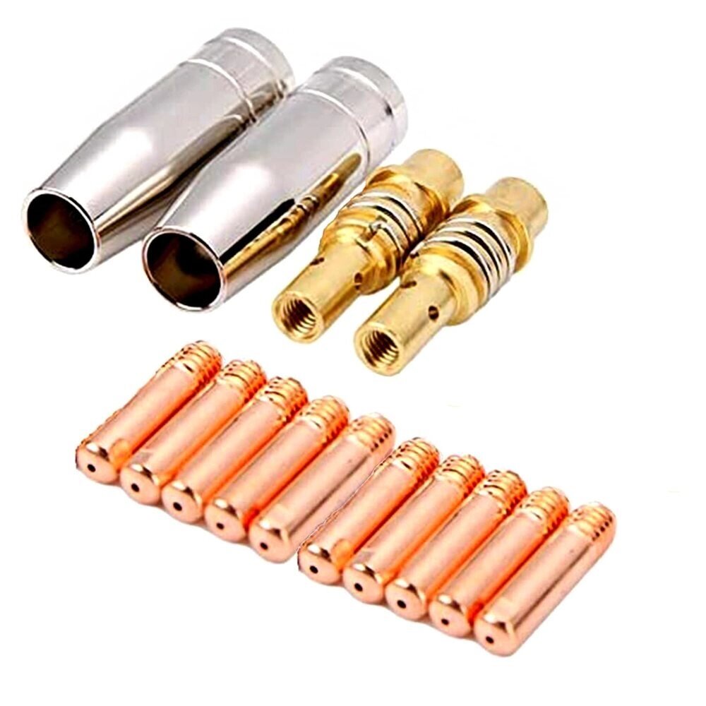 14Pcs 15AK Расходные материалы для сварочной горелки 0.6mm 0.8mm 0.9mm 1.0mm 1.2mm MIG Torch Gas Nozzle Tip Holder of 15 - заказать