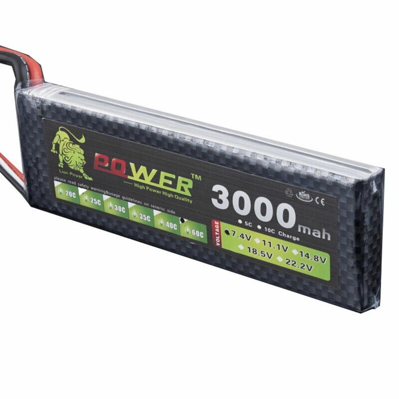 LION Power 7.4V 3000mAh 60C 2S Lipo Батарея Разъем XT60 для FPV Racing Дрон - отзывы