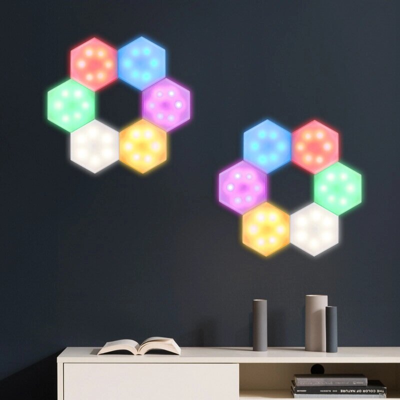 DIY Modular Touch RGB Dimmable Wall Lights Timing Дистанционное Управление Шестиугольный LED Night Light - Bangoo