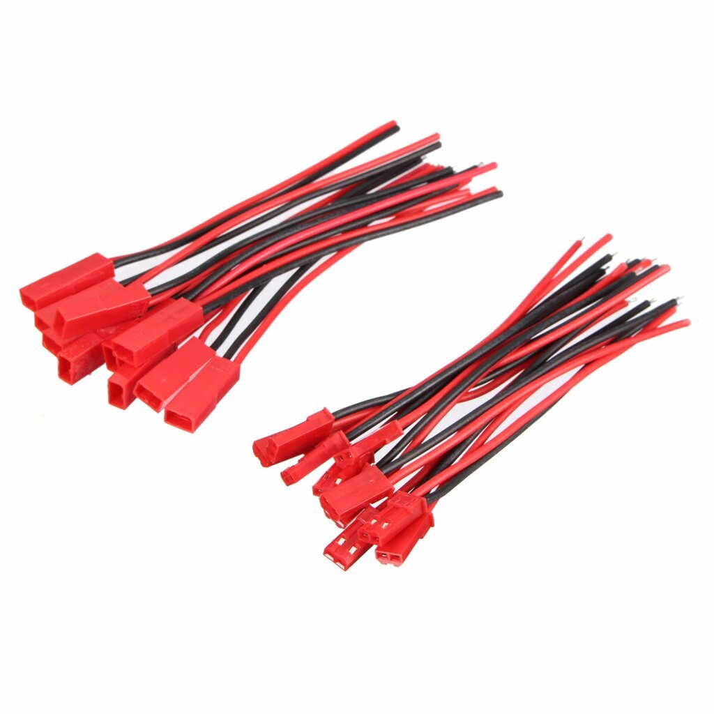 Excellway 10 Pairs 2 Pins JST Male &amp; Female Connectors Plug Cable Провод Line 110mm Red - распродажа