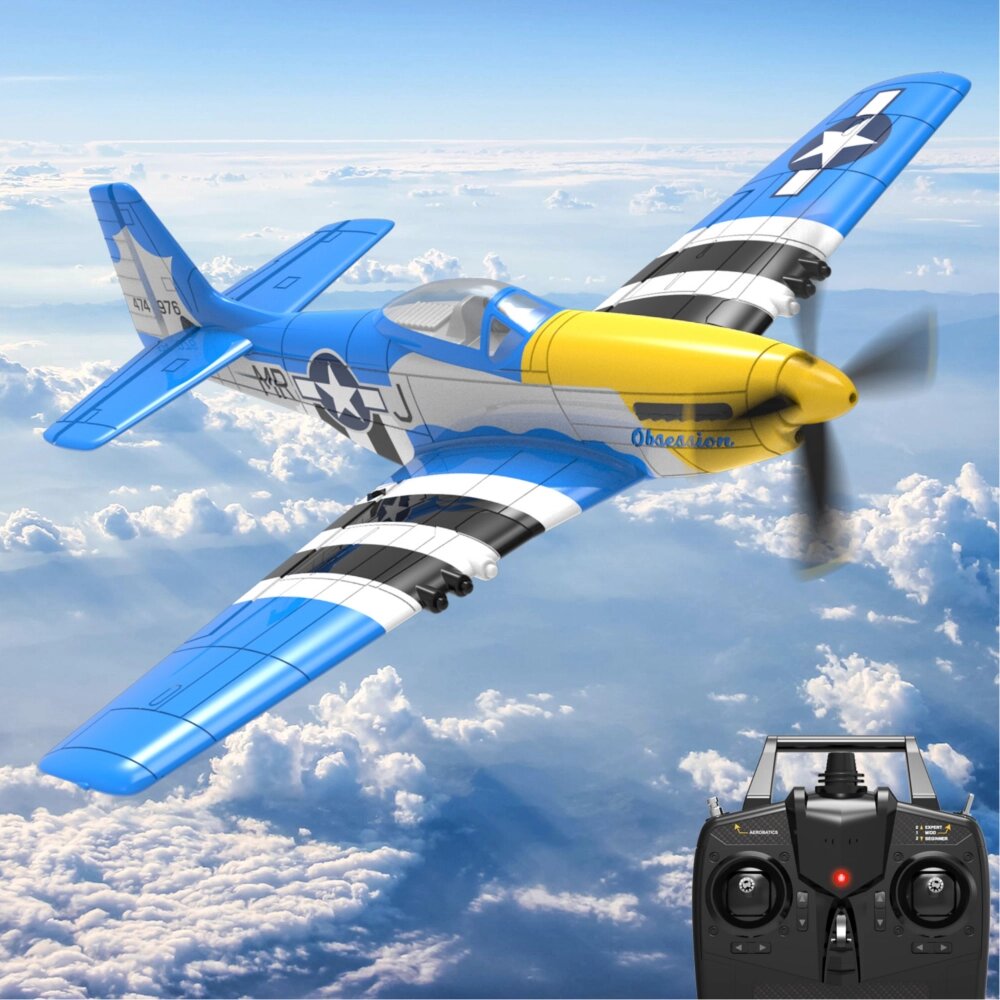 Volantex. RC Mini Mustang P-51D V2 EPP 400 мм Размах крыльев 2,4G 4CH 6-осевой гироскоп One Key Высший пилотаж XPilot Сист - особенности