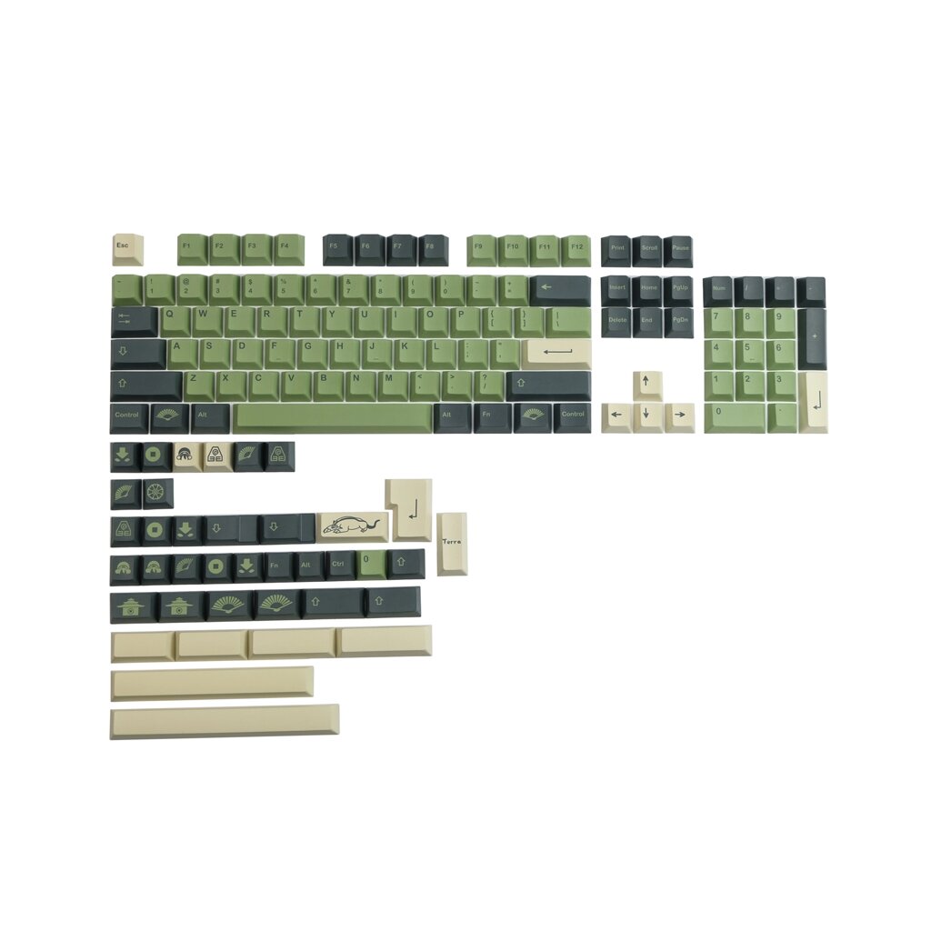 140 ключей GMK Terra Green PBT Keycap Set Cherry Profile Сублимационные колпачки для клавиатуры Механический - описание