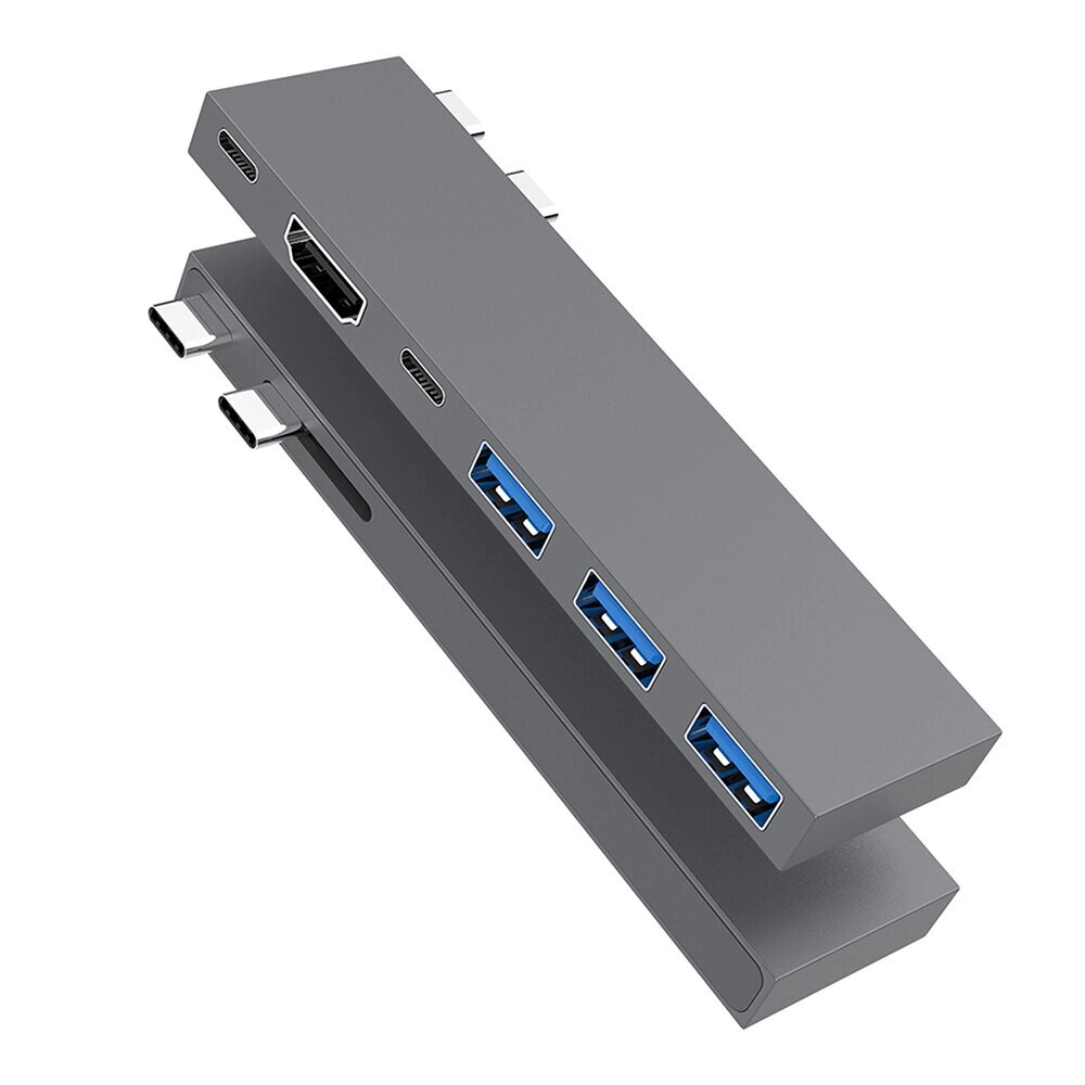 Док-станция 6 в 1 с двойным интерфейсом Тип-c Концентратор USB-c с USB3.0 * 3 PD100W USB-c 5 Гбит / с USB-c 3.0 4K / 30 - скидка