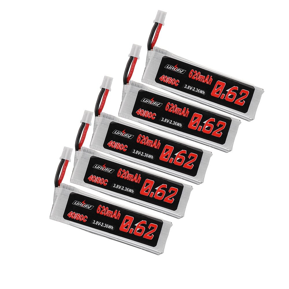 5Pcs URUAV 3.8V 620mah 40C / 80C 1S HV 4.35V lipo батарея PH2.0 штекер для FPV RC дрон - заказать