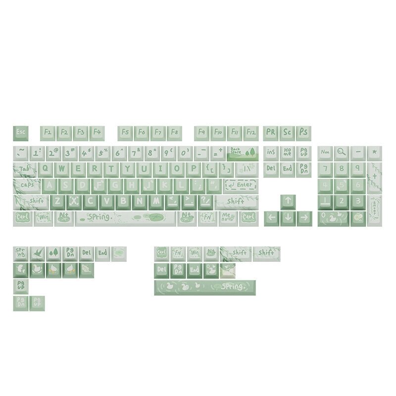 133 Keys Spring Outing PBT Keycap Set Cherry Profile Зеленые сублимационные колпачки для клавиатур Механический - гарантия