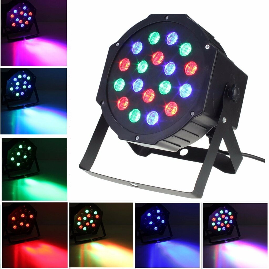 SOLMORE 18 Вт DMX-512 RGB LED Par Сценическое Освещение Вечеринки DJ Disco KTV Рождество Проектор Свет AC110-220V - обзор