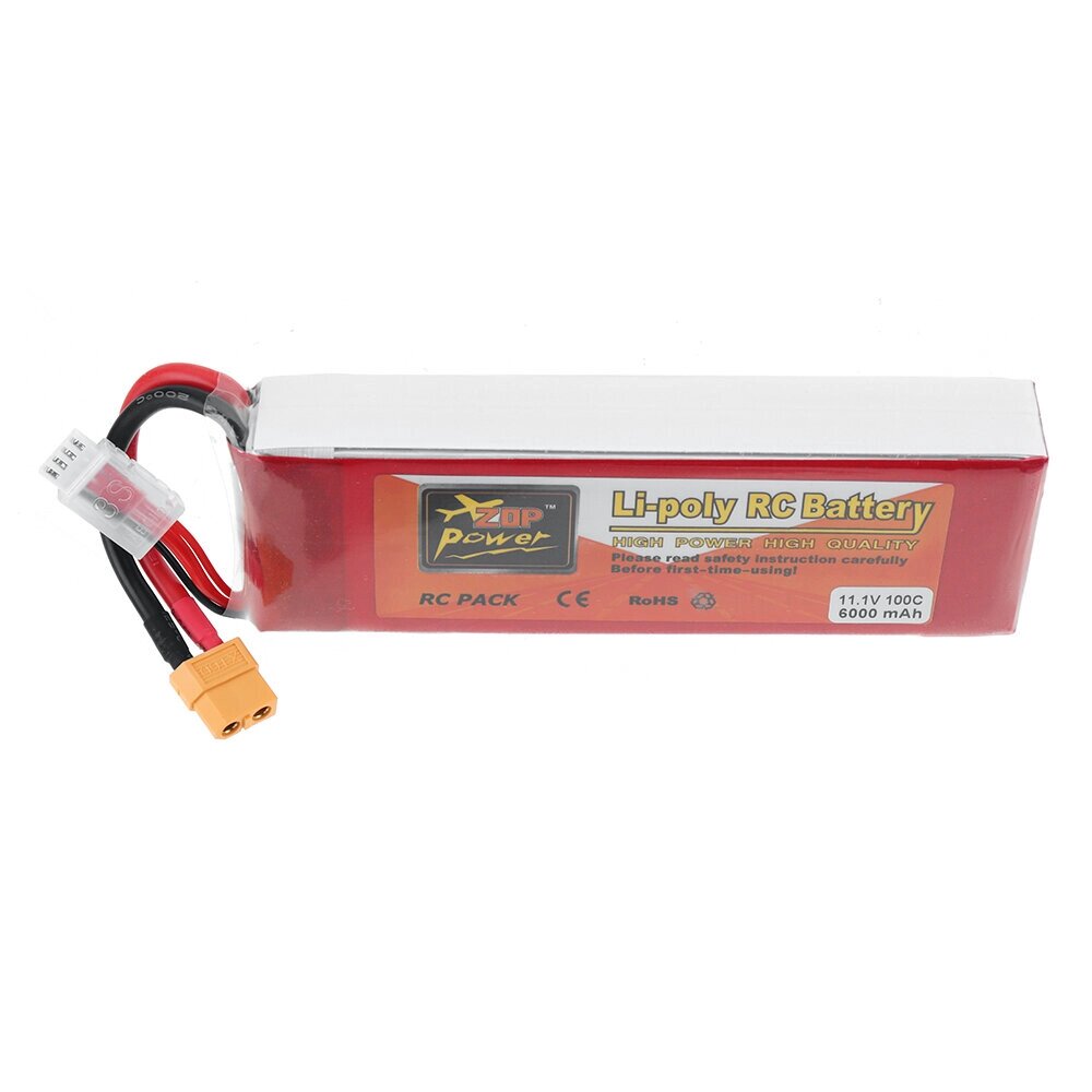 ZOP POWER 11.1V 6000mah 100C 3S lipo батарея разъем XT60 для RC дрон - описание