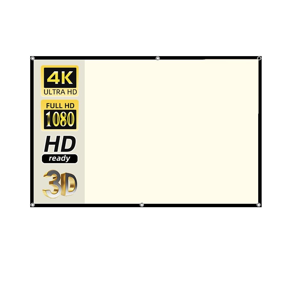 VEIDADZ Настенный Проектор Экран 4K HD Противосветлый белый экран с сеткой 72 дюйма, угол обзора 160°полный обзор, соо - фото