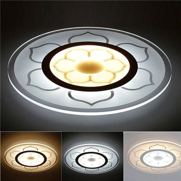 15W Modern Round Flower Acrylic LED Потолочные светильники Теплый белый / белый Лампа для гостиной AC220V - сравнение