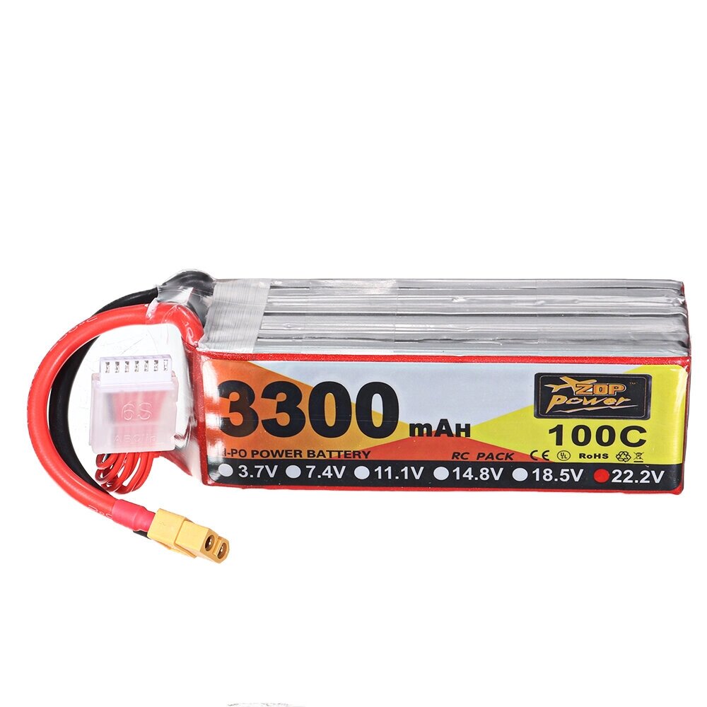 ZOP Power 22.2V 3300mAh 100C 6S Lipo Батарея XT60 Разъем для RC Racing Дрон - особенности