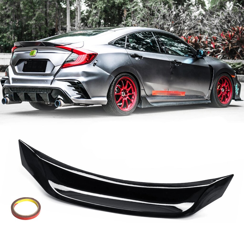 Highkick Duckbill Trunk Авто Wing Глянцевый черный спойлер для 16-19 Honda Civic Sedan V3 - выбрать