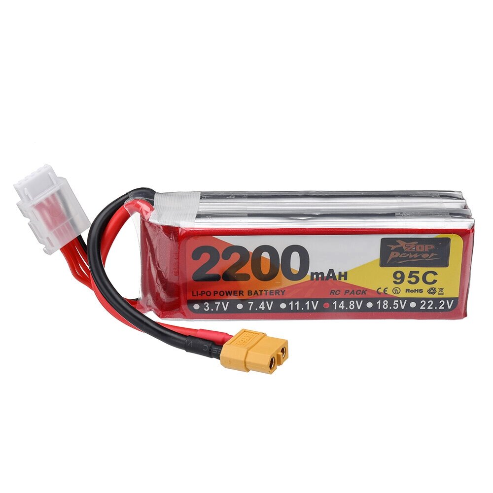 ZOP power 14,8 в 2200 мач 95C 4S lipo батарея разъем XT60 для RC дрон - обзор