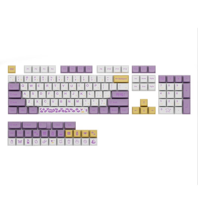 131 Keys Taro Milk PBT Keycap Set XDA Profile Sublimation Japanese Custom Keycaps для клавиатур Механический - фото