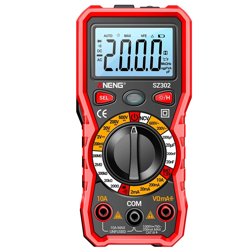 ANENG СЗ302 Цифровой Мультиметр AC/DC Voting Current Автоматический тестер Детектор NCV Сопротивление Ом Амперметр Измер - особенности