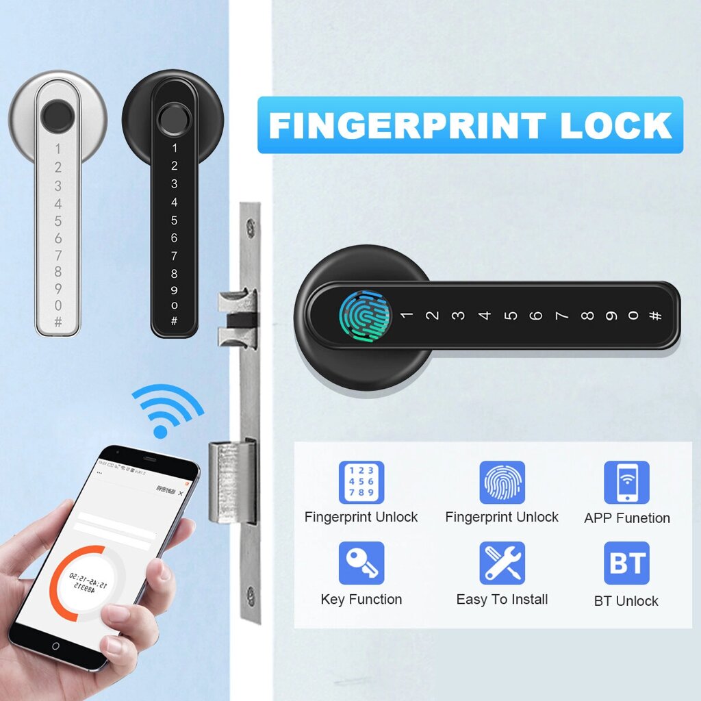 Дверь с отпечатками пальцев Замок Цифровой пароль Smart Entry Bluetooth Key APP Security - распродажа