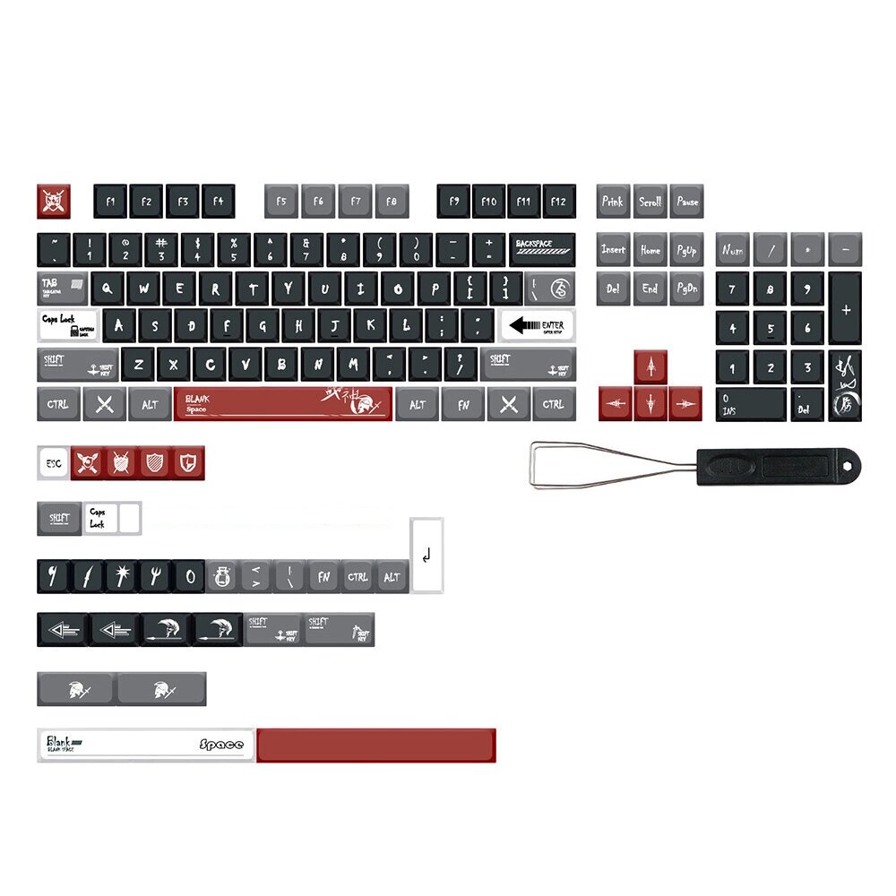 JSJT 133 Keys Король войны PBT Keycap Set XDA Profile Пятисторонняя сублимация Custom Keycaps для клавиатур Механический - описание