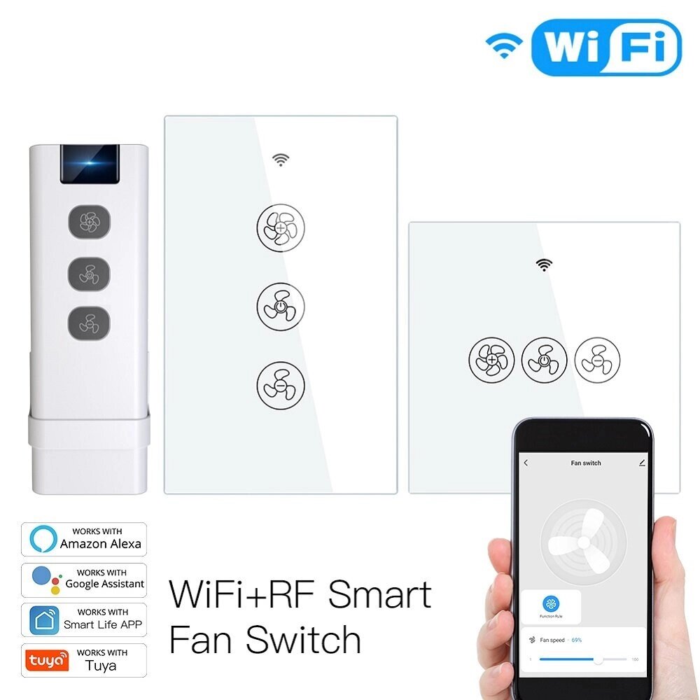 Moes. House WiFi RF433 Умный переключатель потолочного вентилятора Smart Life / Tuya App 2/3 Way Control Wireless Дистанци - скидка