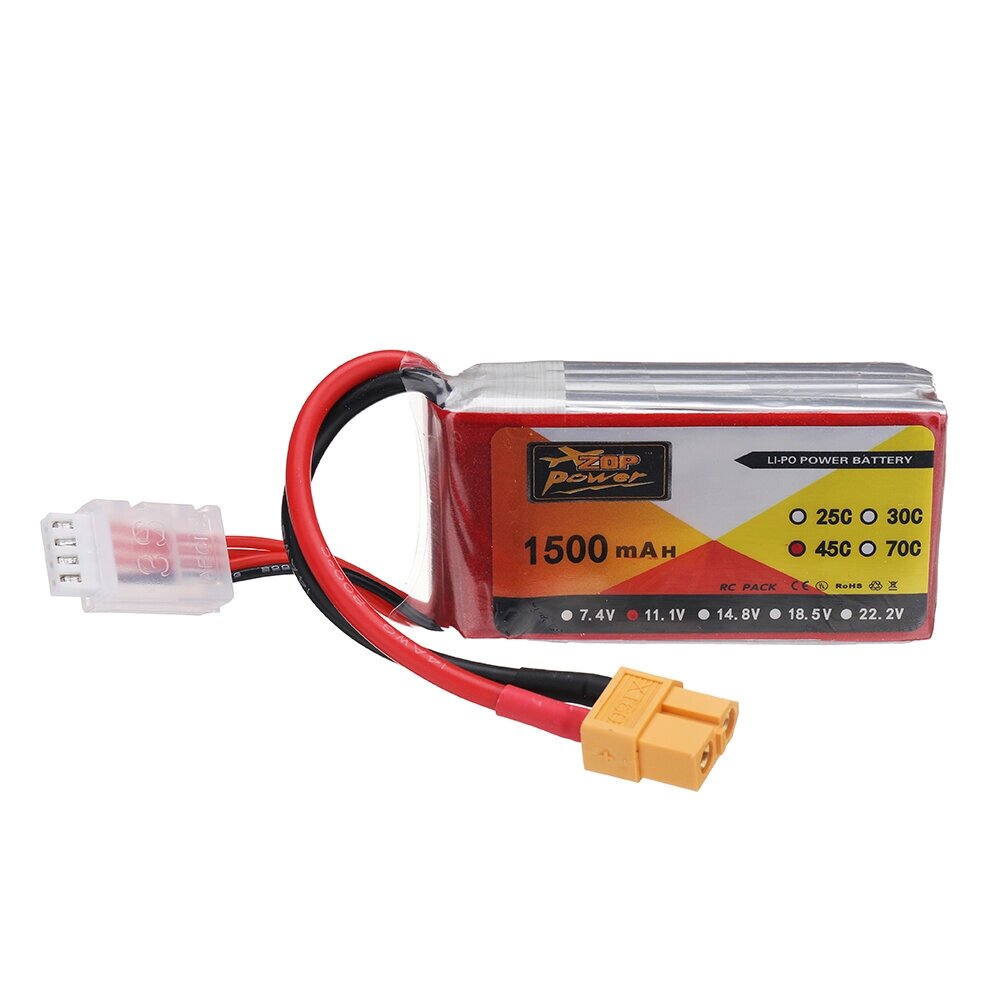 ZOP POWER 11.1V 1500mah 45C 3S lipo батарея разъем XT60 для RC дрон - характеристики