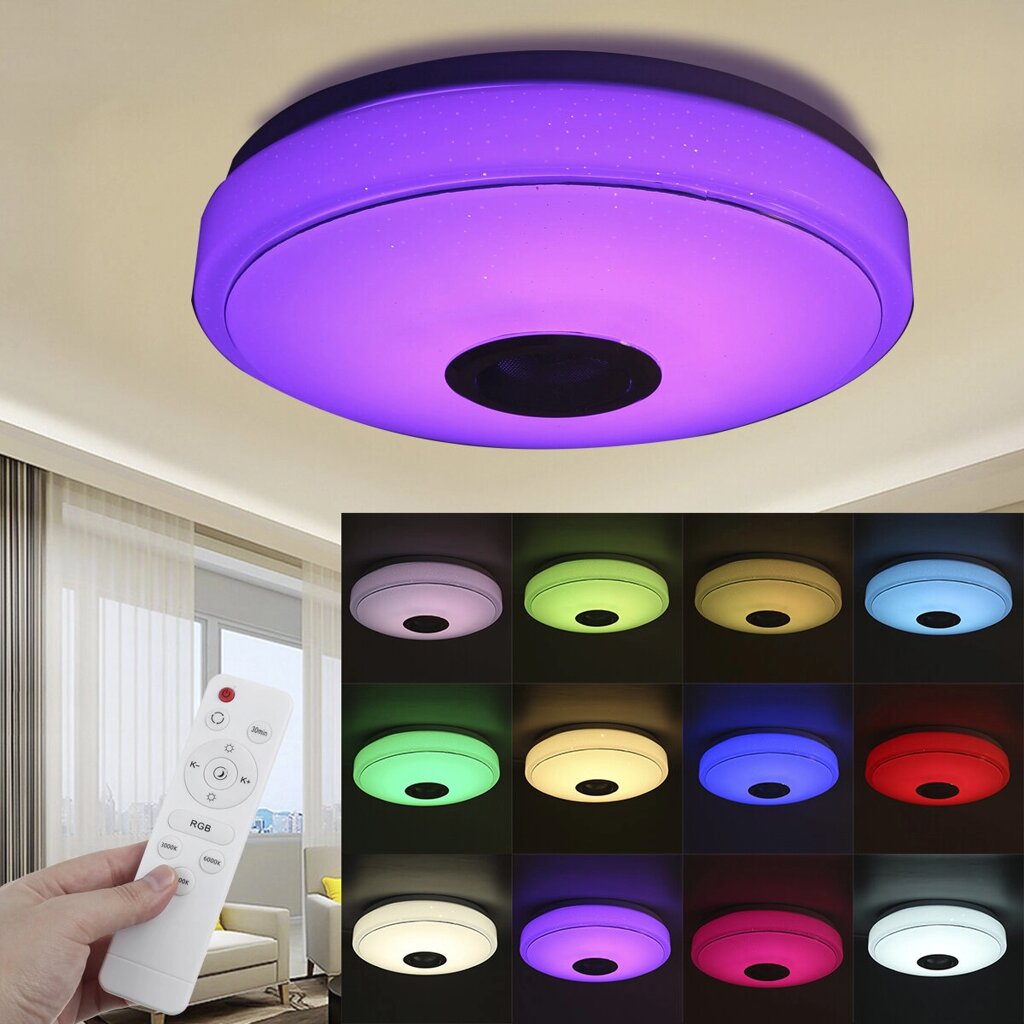 33 см 100 Вт bluetooth WIFI LED потолочный светильник RGB музыкальный динамик с регулируемой яркостью Лампа приложение Д - сравнение