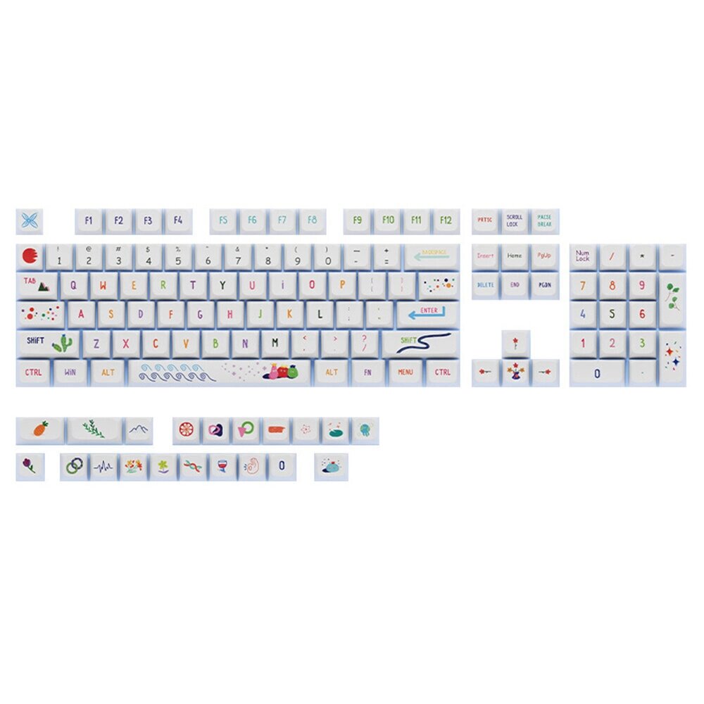 123 Keys Summer Painting Набор ключей XDA Profile Sublimation PBT Custom Keycaps для Механический клавиатур - преимущества