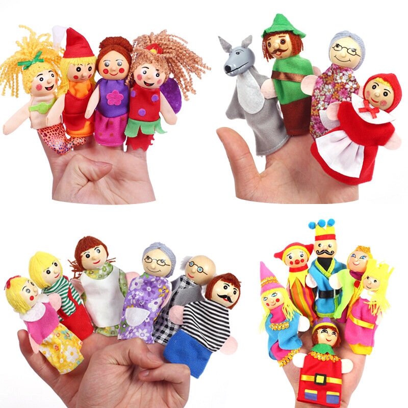 Рождество 7 типов Family Finger Puppets Set Soft Ткань Кукла Для детей Детский подарок Плюшевые игрушки - выбрать