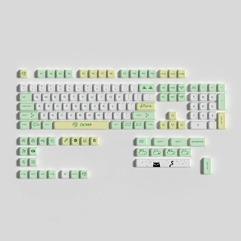 133 клавиши Green Meow PBT Keycap Set XDA Profile Sublimation Keycaps для клавиатур Механический - отзывы