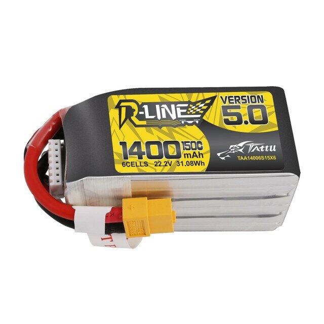 TATTU R-line версия 5.0 22,2 в 1400 мач 150C 6S lipo батарея XT60 штекер для RC дрон - наличие