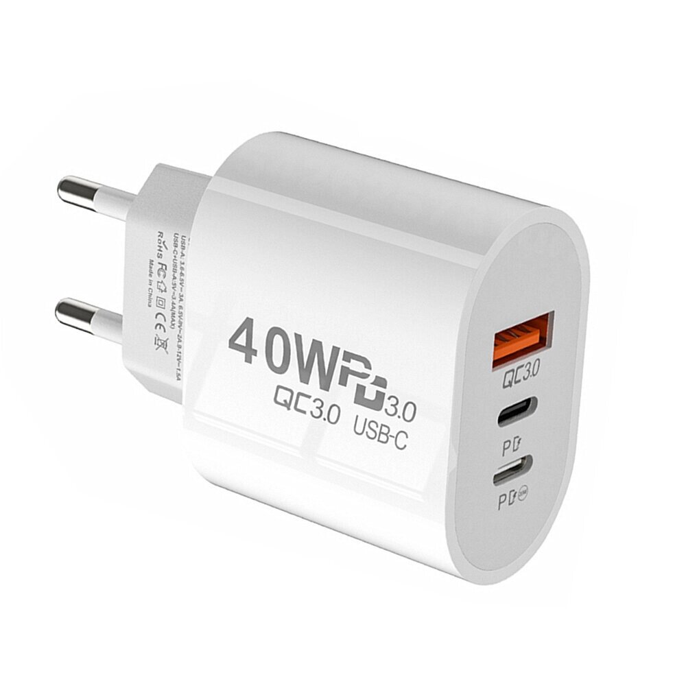 Olaf 60 Вт 3-портовое зарядное устройство USB PD Dual USB-C + USB-A PD QC3.0 Адаптер настенного зарядного устройства с б - обзор