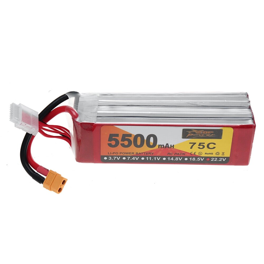 ZOP power 22,2 в 5500 мач 75C 6S lipo батарея разъем XT60 для RC дрон - обзор