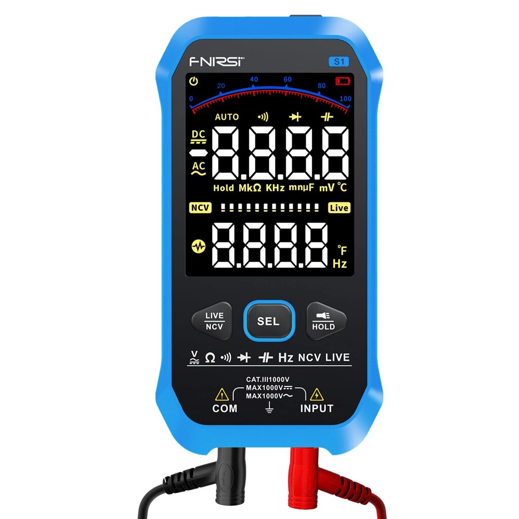 FNIRSI-S1 9999 Counts Digital Мультиметр AC DC Voltage Resistance Capacitance Diode NCV Hertz Live Wire Tester with Ther - розница