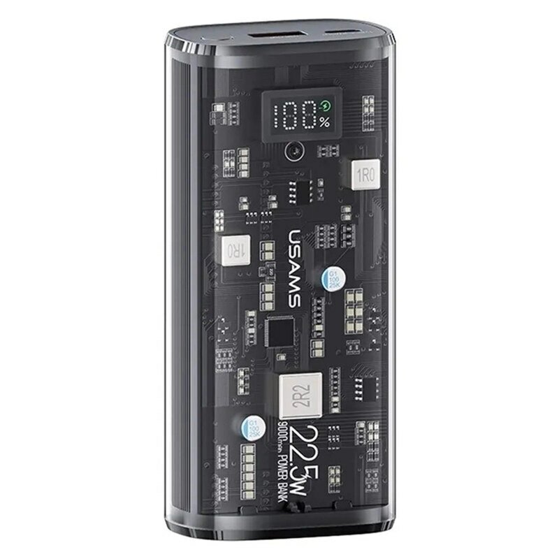 USAMS US-CD189 9000 мАч 22,5 Вт Transparent Digital Дисплей Внешний аккумулятор QC/AFC/SCP/FCP для iPhone 14 Pro Max для - наличие