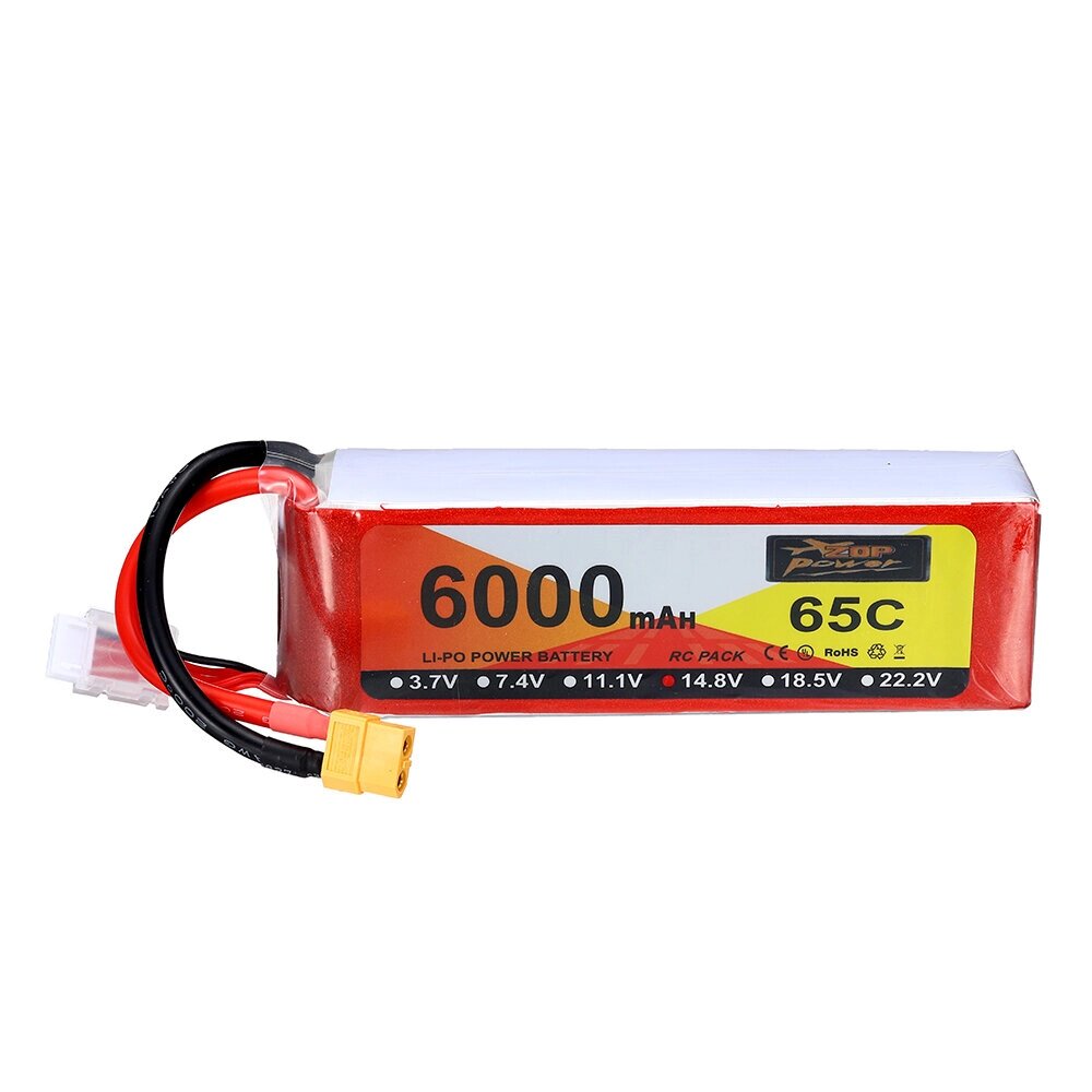 ZOP power 14,8 в 6000 мач 65C 4S lipo батарея разъем XT60 для RC дрон - сравнение