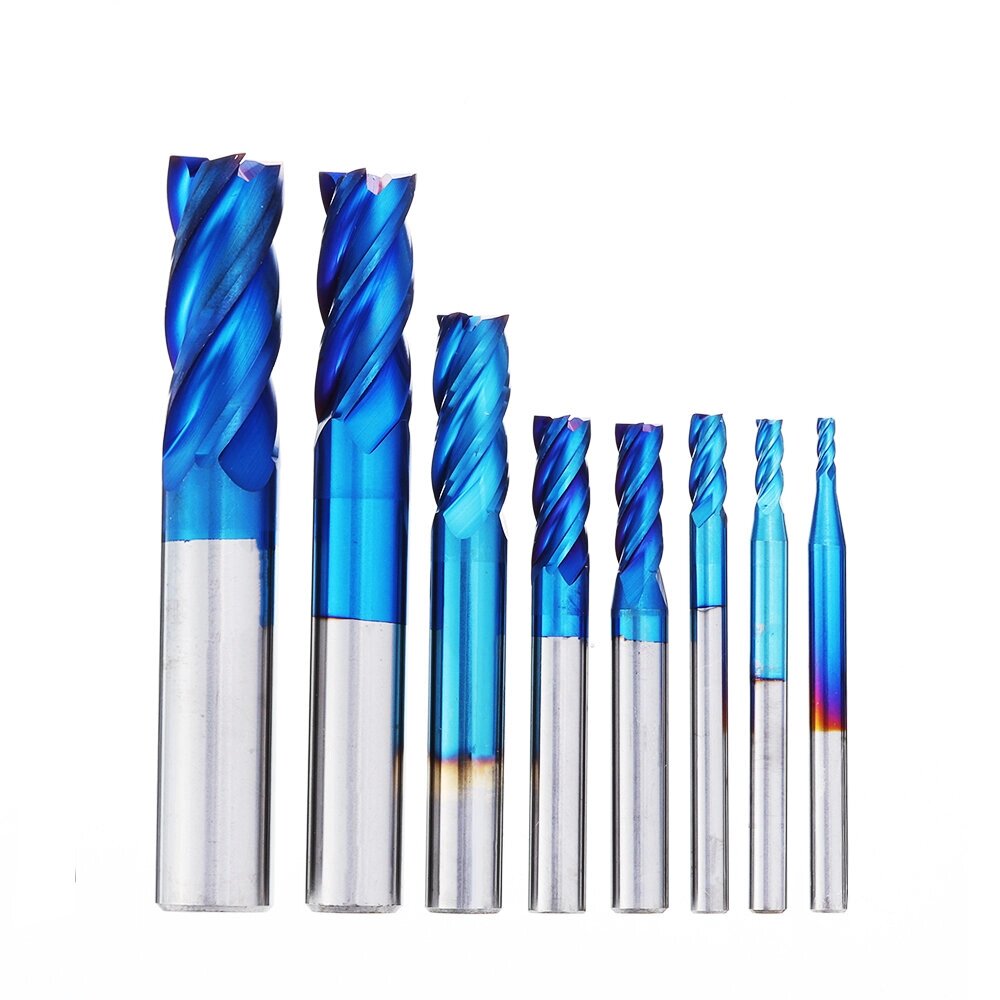 Drillpro 8Pcs Blue Naco 2-12mm 4-х зубчатые твердосплавные концевые фрезы HRC50 Фрезы из вольфрамовой стали Инструмент - распродажа