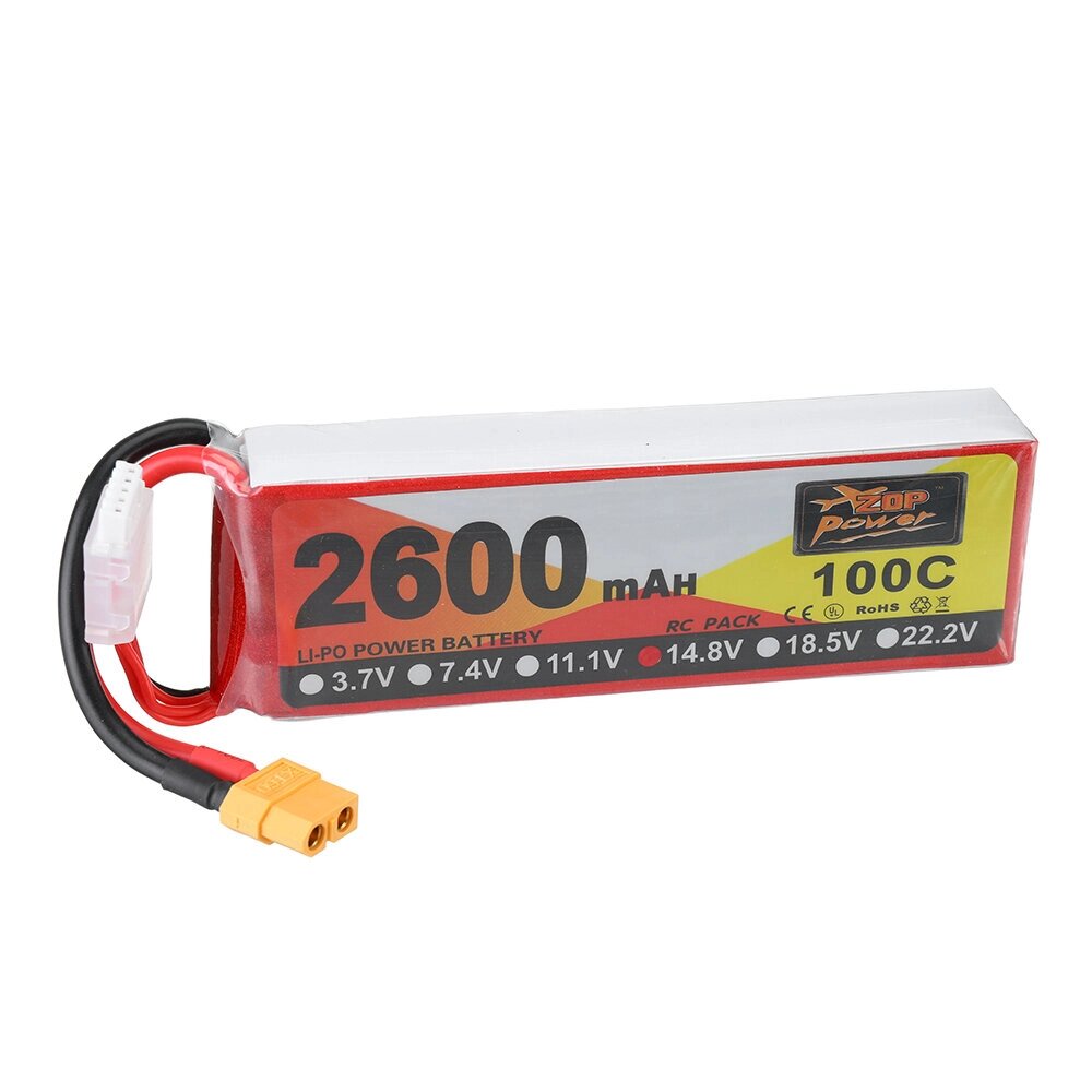 ZOP Power 14.8V 2600mAh 100C 4S Lipo Батарея XT60 Разъем для RC Racing Дрон - выбрать