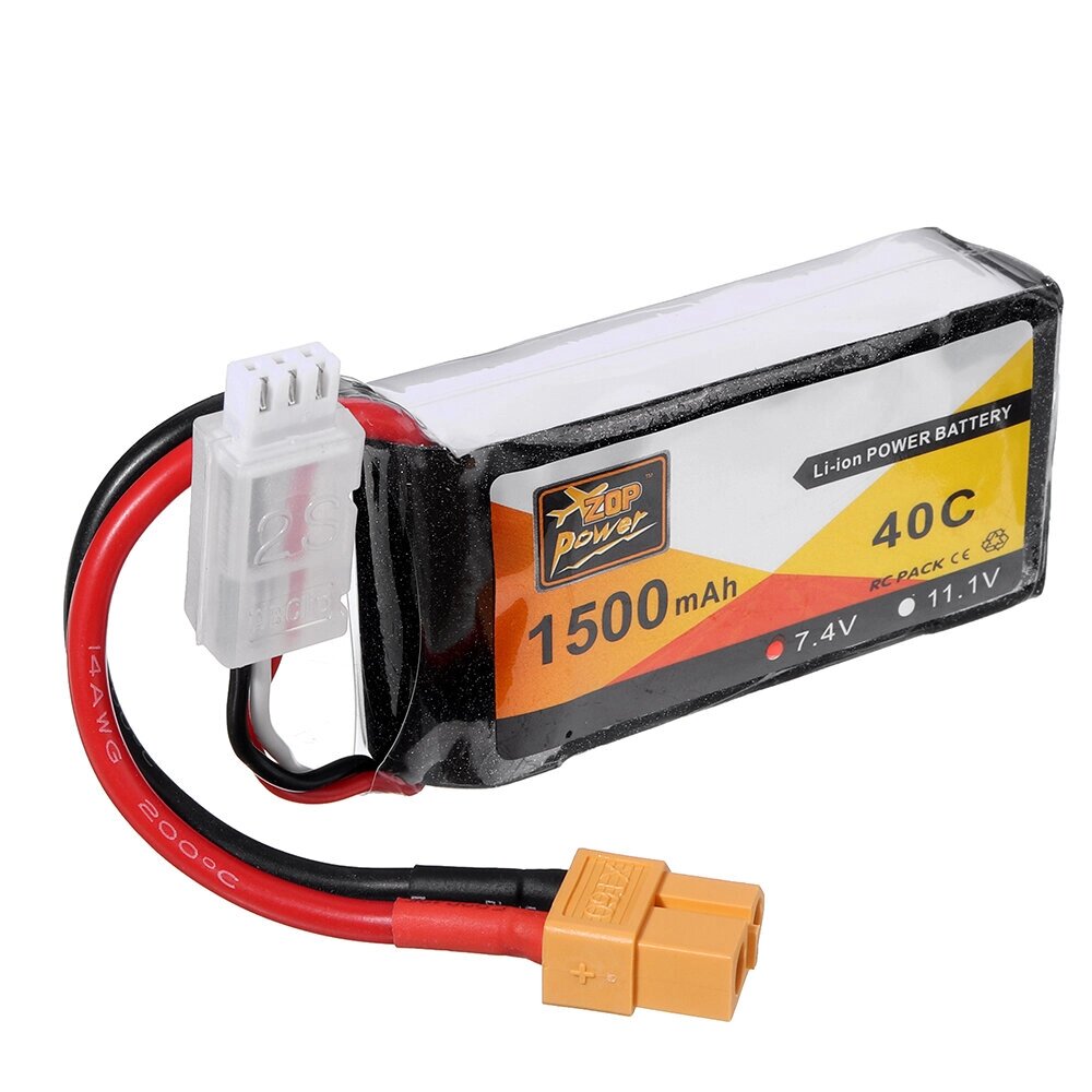 5 шт. ZOP Power 7,4 В 1500 мАч 40C 2S Lipo Батарея XT60 Plug - обзор