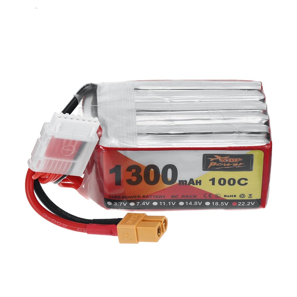 ZOP power 22,2 в 1300 мач 100C 6S lipo батарея разъем XT60 для RC дрон - обзор