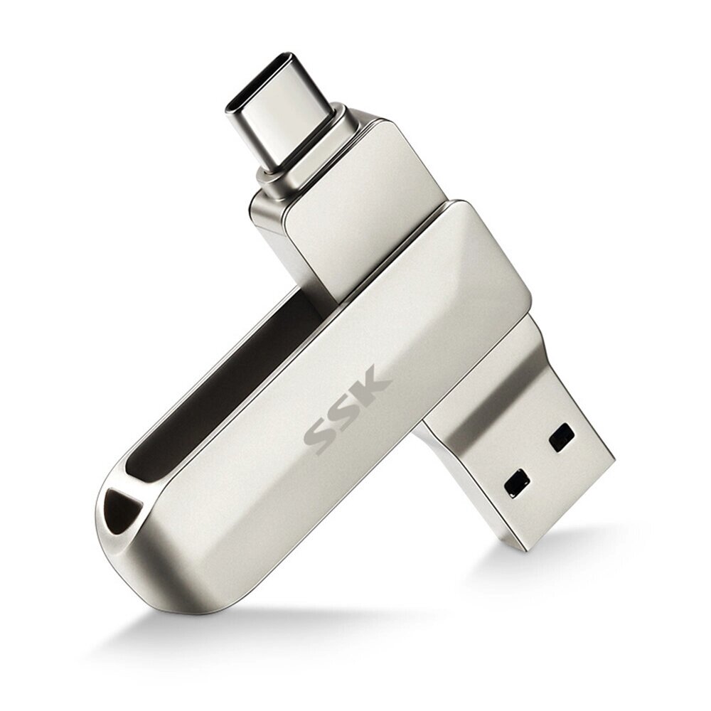 ССК 2 в 1 Type-C USB 3.0 Flash Диск с вращением на 360 ° USB-диск из цинкового сплава 32G 64G 128G 256G Портативный флэш - Аштарак