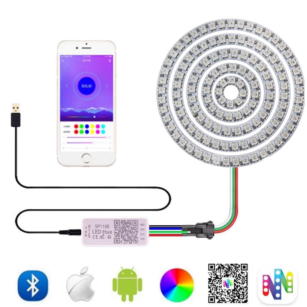 WS2812B Led Пиксельное кольцо Индивидуальное адресуемое кольцо 5050 RGB WS2812 IC Встроенный светодиодный модуль с USB/D - преимущества