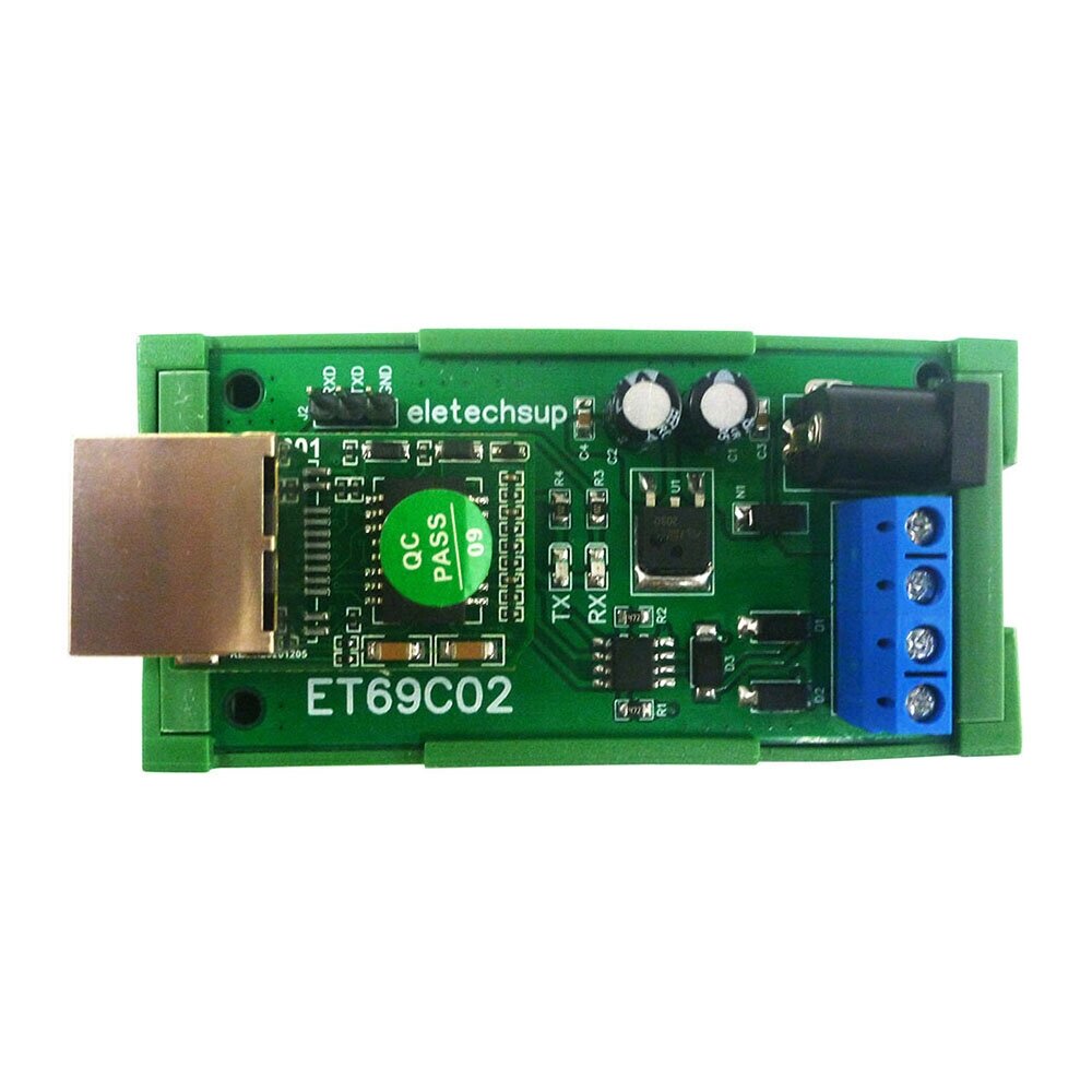 ET69C02 DC 12 В RS485 Modbus RTU TCP в сеть Ethernet UDP TCP Клиентский сервер Преобразователь MQTT Сервер последователь - заказать