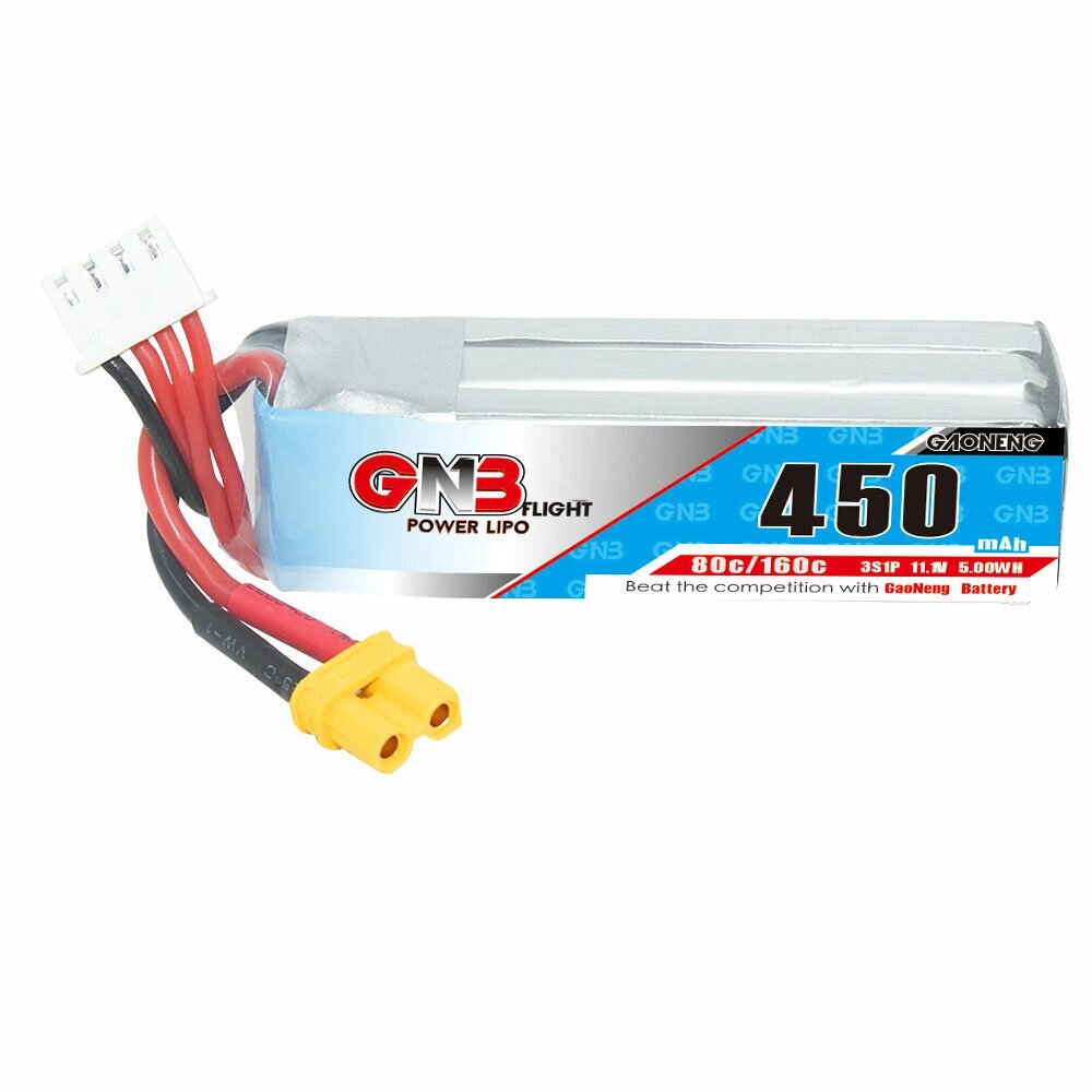 Gaoneng GNB 11,1 В 450 мАч 80C 3S LiPo Батарея XT30 Штекер для RC Дрон - сравнение