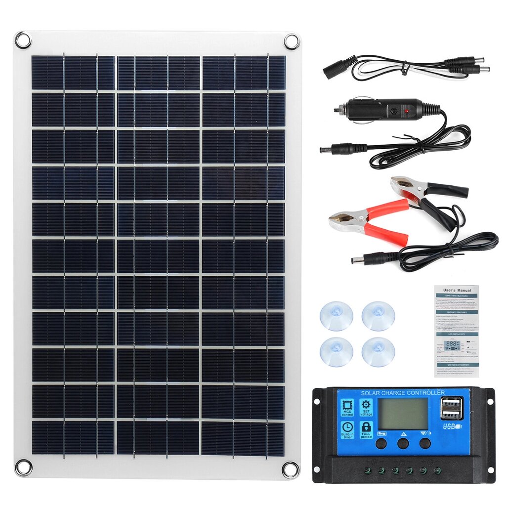 Max 100W Protable Солнечная панель Kit Dual DC USB Charger Kit Single Crystal Semi-flexible Solar Power Panel w/ None/10 - опт