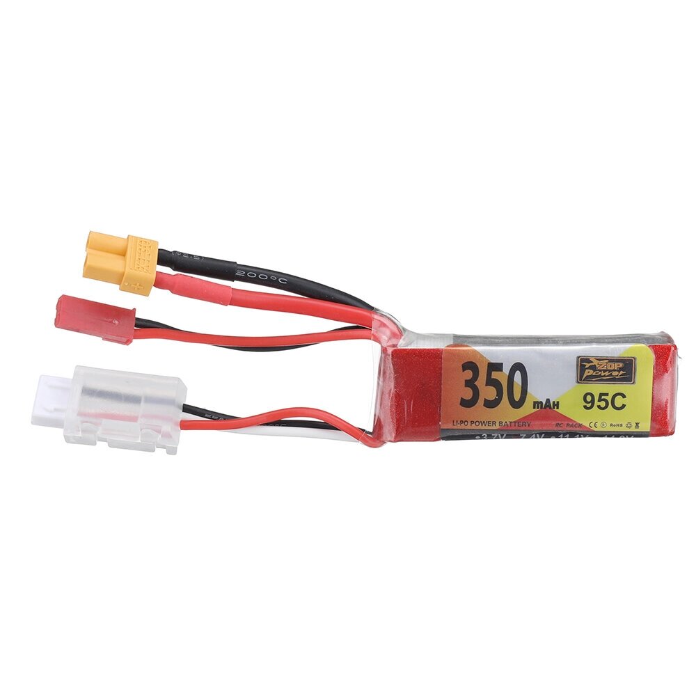 ZOP POWER 7.4V 350mah 95C 2S lipo батарея XT30 разъем JST для RC дрон - интернет магазин