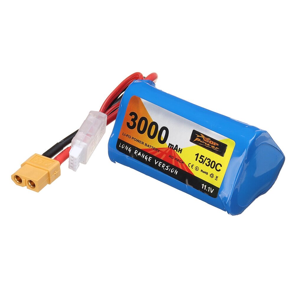 ZOP Power 11.1V 3000mAh 15 / 30C 3S Long Range Li-ion Батарея Разъем XT60 для FPV RC Racing Дрон - наличие