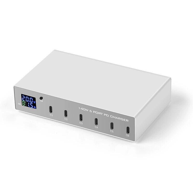 WLX-X6P 6-портовое зарядное устройство USB PD 140 Вт 6  USB-C PD3.0 QC3.0 2.0 FCP AFC Настольная зарядная станция для б - Bangoo