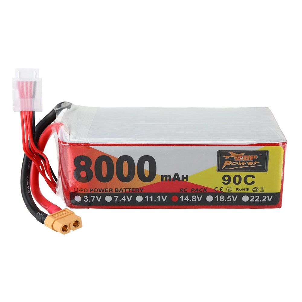 ZOP Power 14.8V 8000mAh 90C 4S Lipo Батарея XT60 Разъем для RC Racing Дрон - интернет магазин