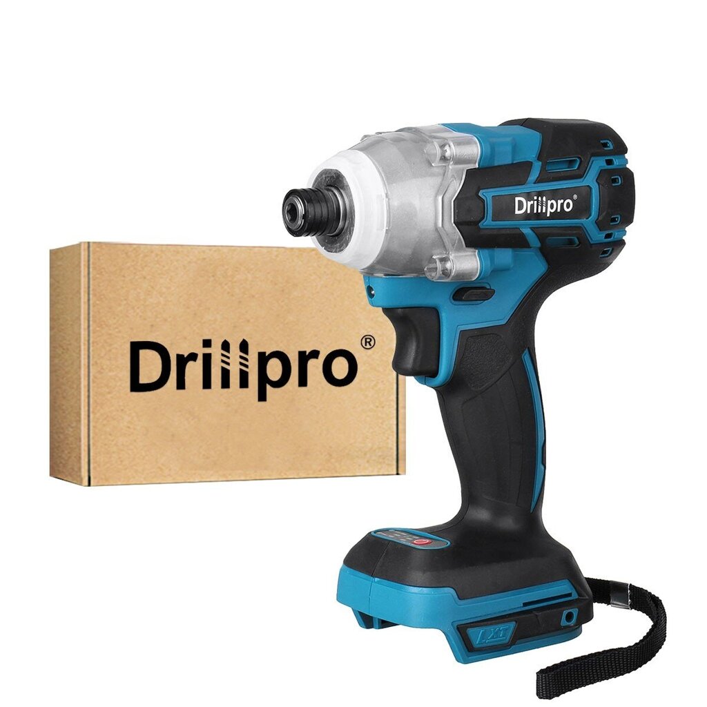 Drillpro 18V 520Nm Cordless Бесколлекторный Impact Electric Отвертка Бесступенчатая перезаряжаемая отвертка, адаптирован - розница