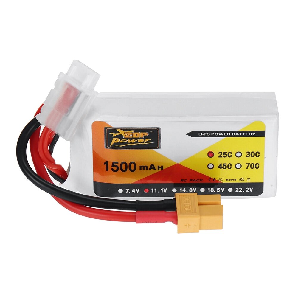 ZOP power 11,1 в 1500 мач/2200 мач 25C 3S lipo батарея XT60/T plug для RC дрон - особенности